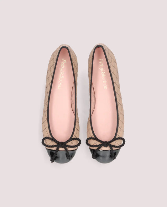 ROSARIO QUILTED BEIGE BALLET FLATS