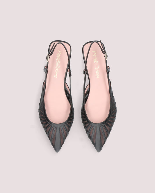YVETTE BLACK NET BALLET FLATS