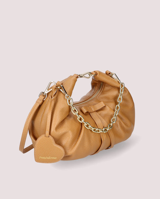 GRAINY BROWN LEATHER HANDBAG