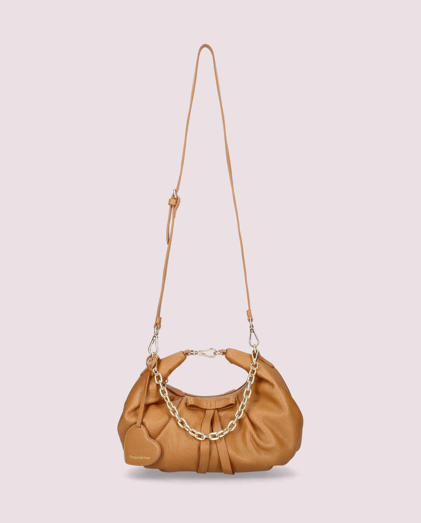 GRAINY BROWN LEATHER HANDBAG