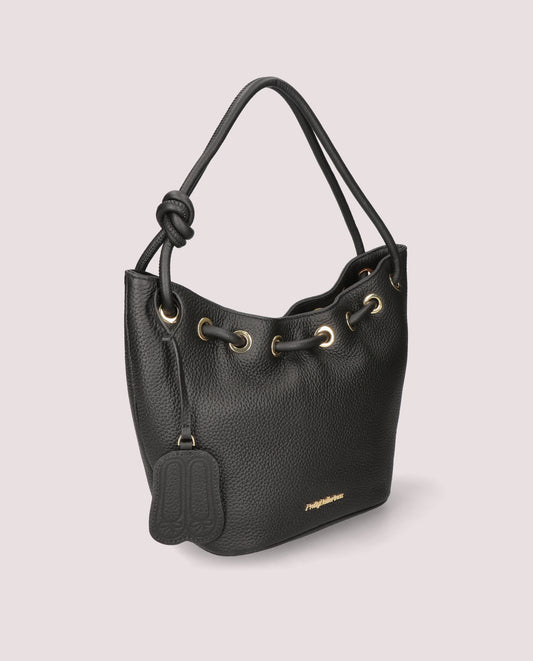 GRAINY LEATHER BLACK HANDBAG