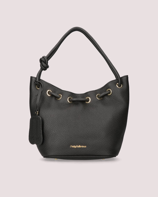 GRAINY LEATHER BLACK HANDBAG