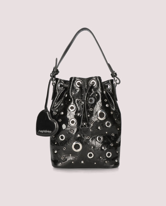 BLACK LEATHER HANDBAG
