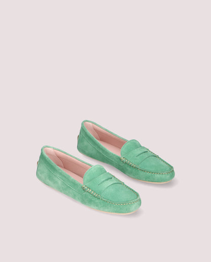 JOSEPHINE GREEN SUEDE LOAFERS
