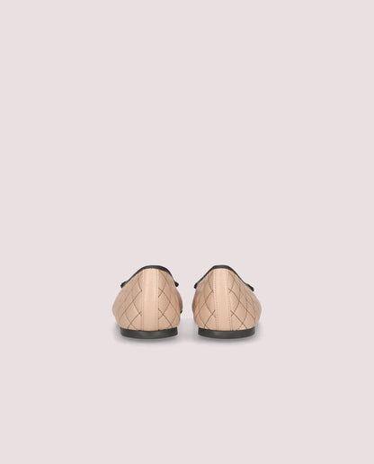 ROSARIO QUILTED BEIGE BALLET FLATS