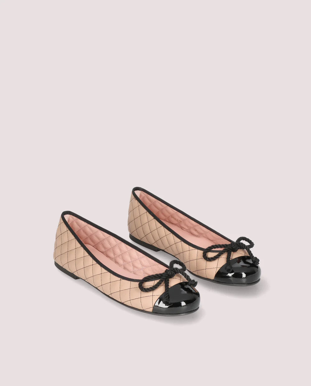 ROSARIO QUILTED BEIGE BALLET FLATS