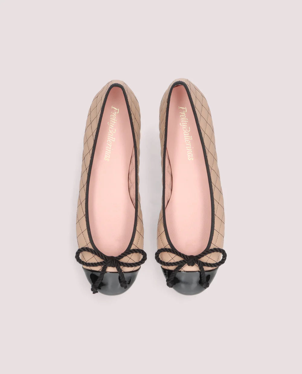 ROSARIO QUILTED BEIGE BALLET FLATS