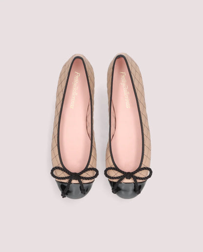 ROSARIO QUILTED BEIGE BALLET FLATS