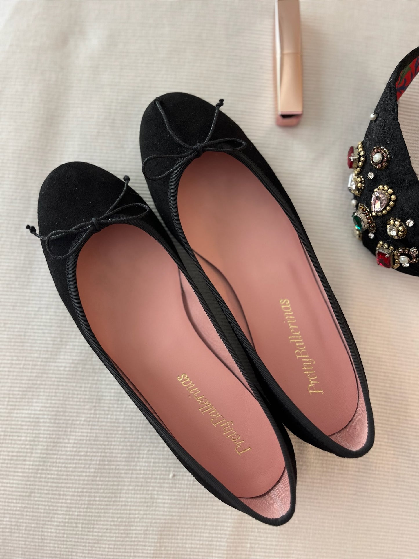 NICOLE ANGELIS BLACK BALLET FLATS