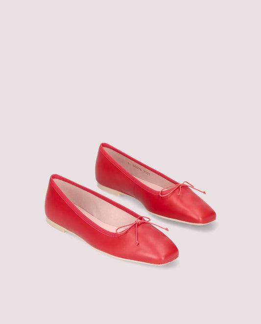CAMILLE RED LEATHER BALLET FLATS