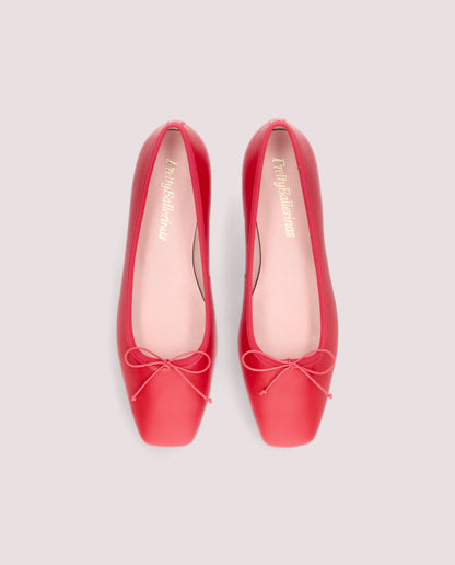 CAMILLE RED LEATHER BALLET FLATS