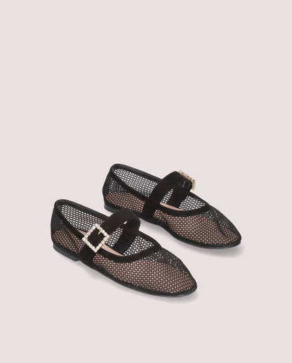 FAYE BLACK MESH BALLET FLATS