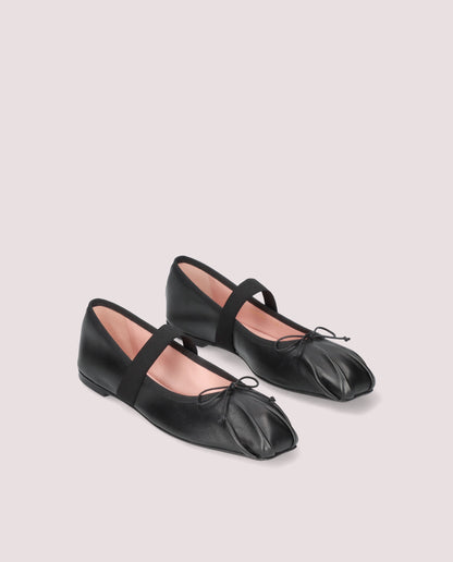 CAMILE COTON BLACK BALLET FLATS