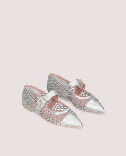 ELLA RHEA SILVER BALLET FLATS