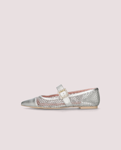 ELLA RHEA SILVER BALLET FLATS