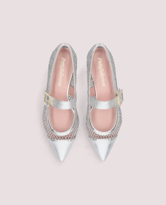 ELLA RHEA SILVER BALLET FLATS