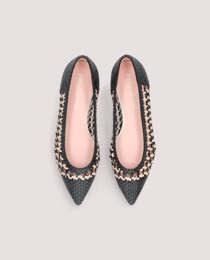 ELLA CHESS WOVEN BALLET FLATS