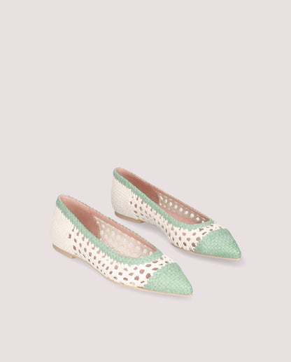 ELLA CHESS BIANCO BALLET FLATS