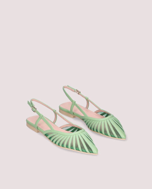 YVETTE GREEN MESH BALLET FLATS