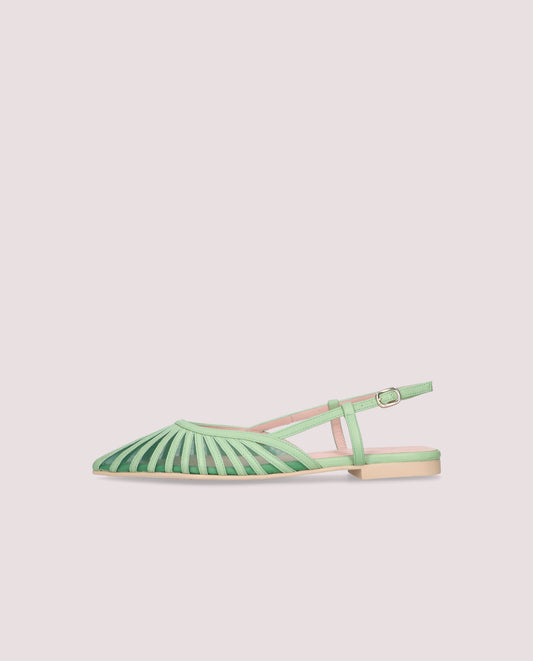 YVETTE GREEN MESH BALLET FLATS