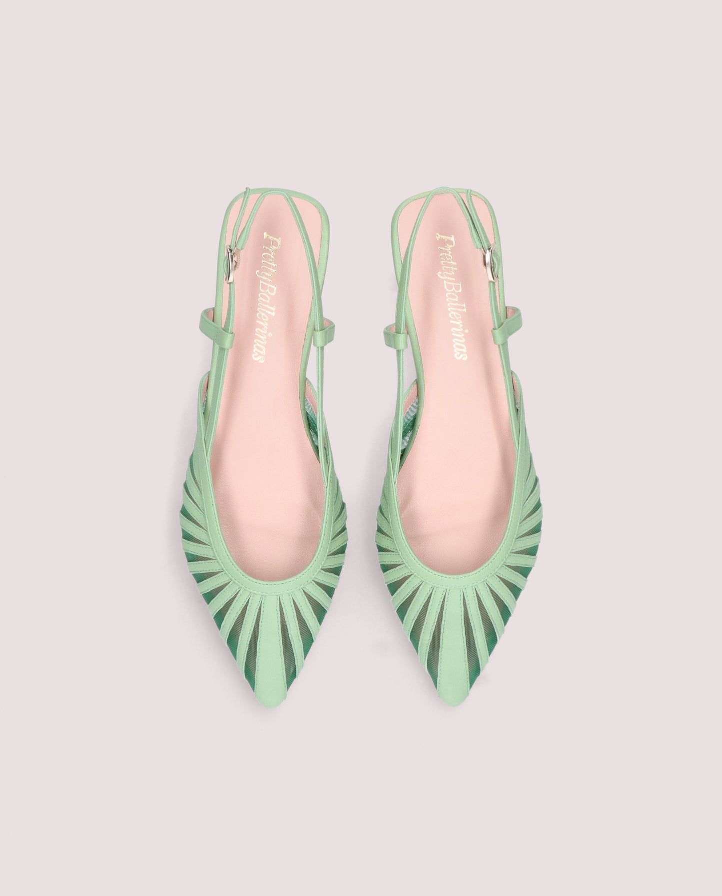 YVETTE GREEN MESH BALLET FLATS
