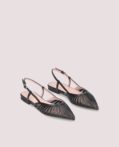 YVETTE BLACK NET BALLET FLATS