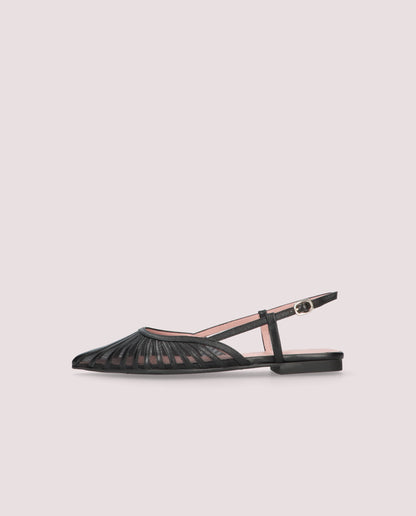 YVETTE BLACK NET BALLET FLATS