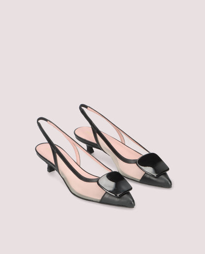 KENDALL COTON BLACK KITTEN HEELS