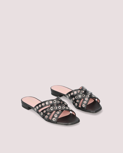 OLIVIA COTON BLACK SANDALS