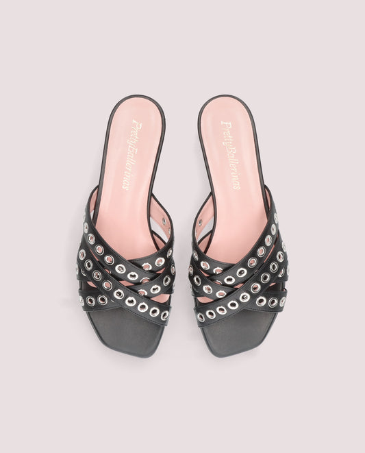 OLIVIA COTON BLACK SANDALS