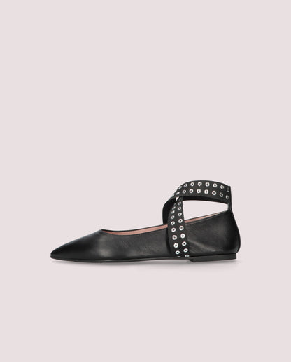 TYRA COTON BLACK BALLET FLATS