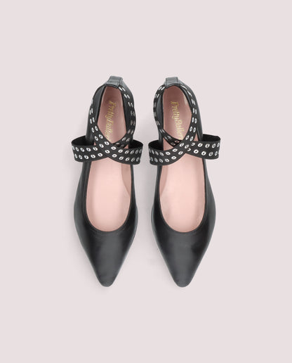 TYRA COTON BLACK BALLET FLATS