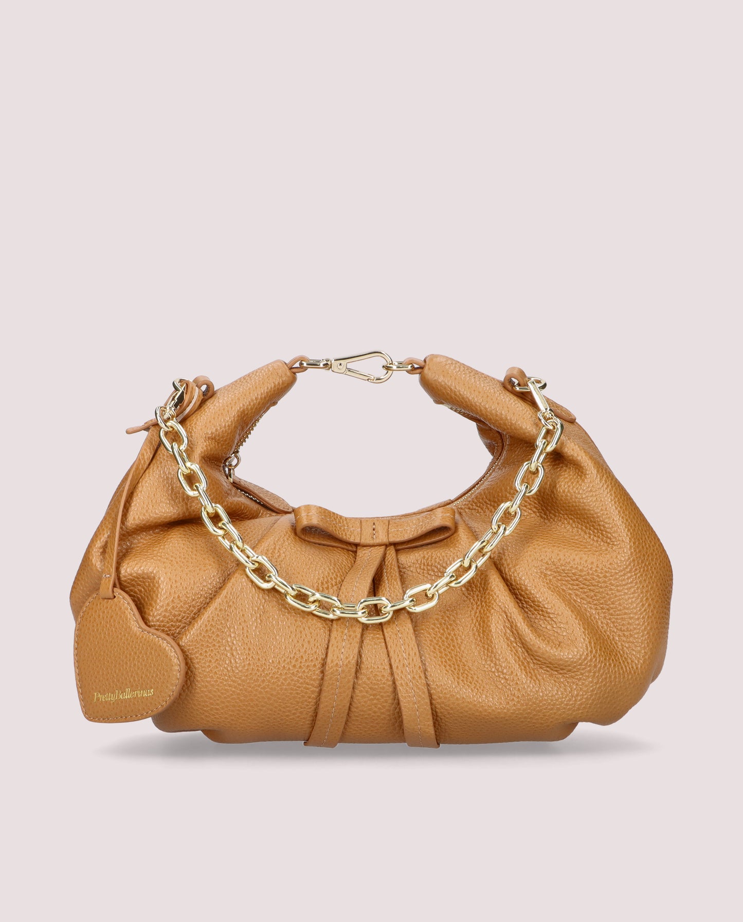 GRAINY BROWN LEATHER HANDBAG