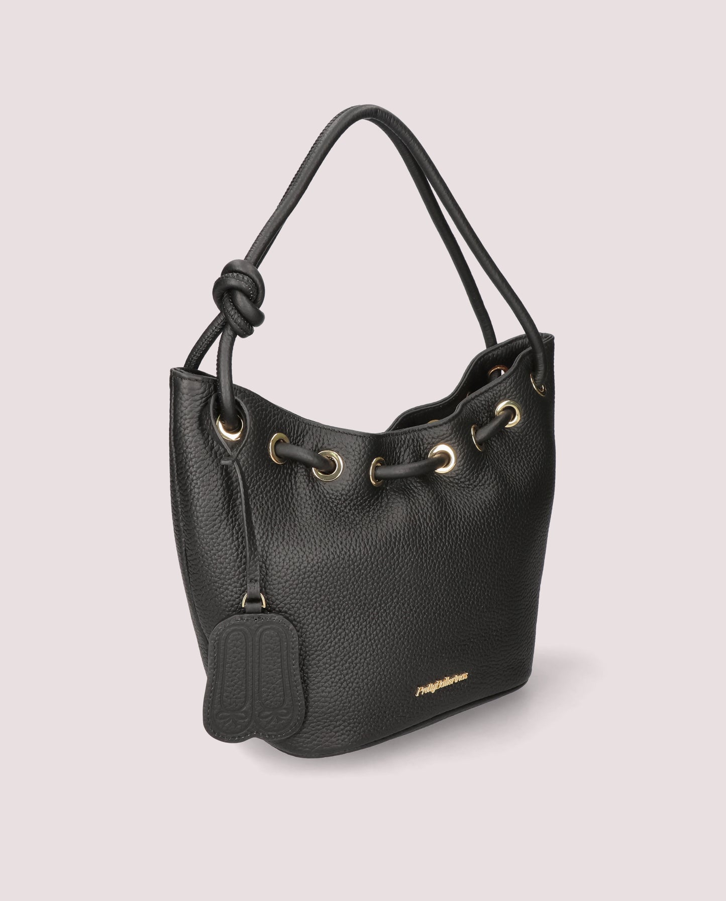 GRAINY LEATHER BLACK HANDBAG