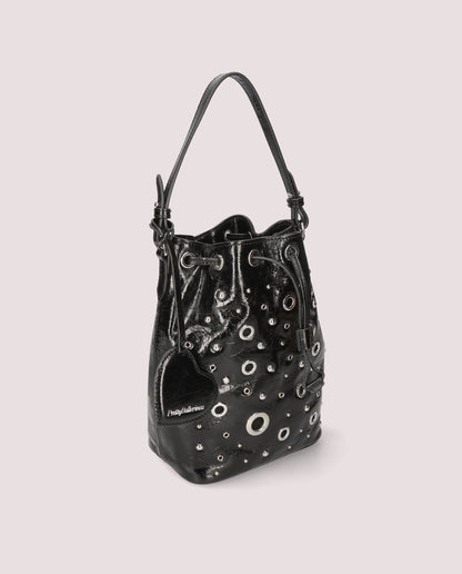 BLACK PATENT LEATHER HANDBAG