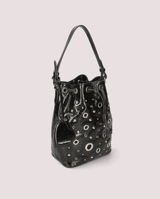 BLACK LEATHER HANDBAG
