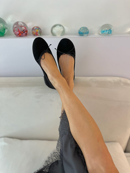 NICOLE ANGELIS BLACK BALLET FLATS