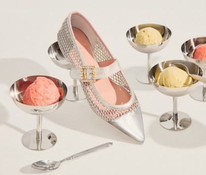 ELLA RHEA SILVER BALLET FLATS