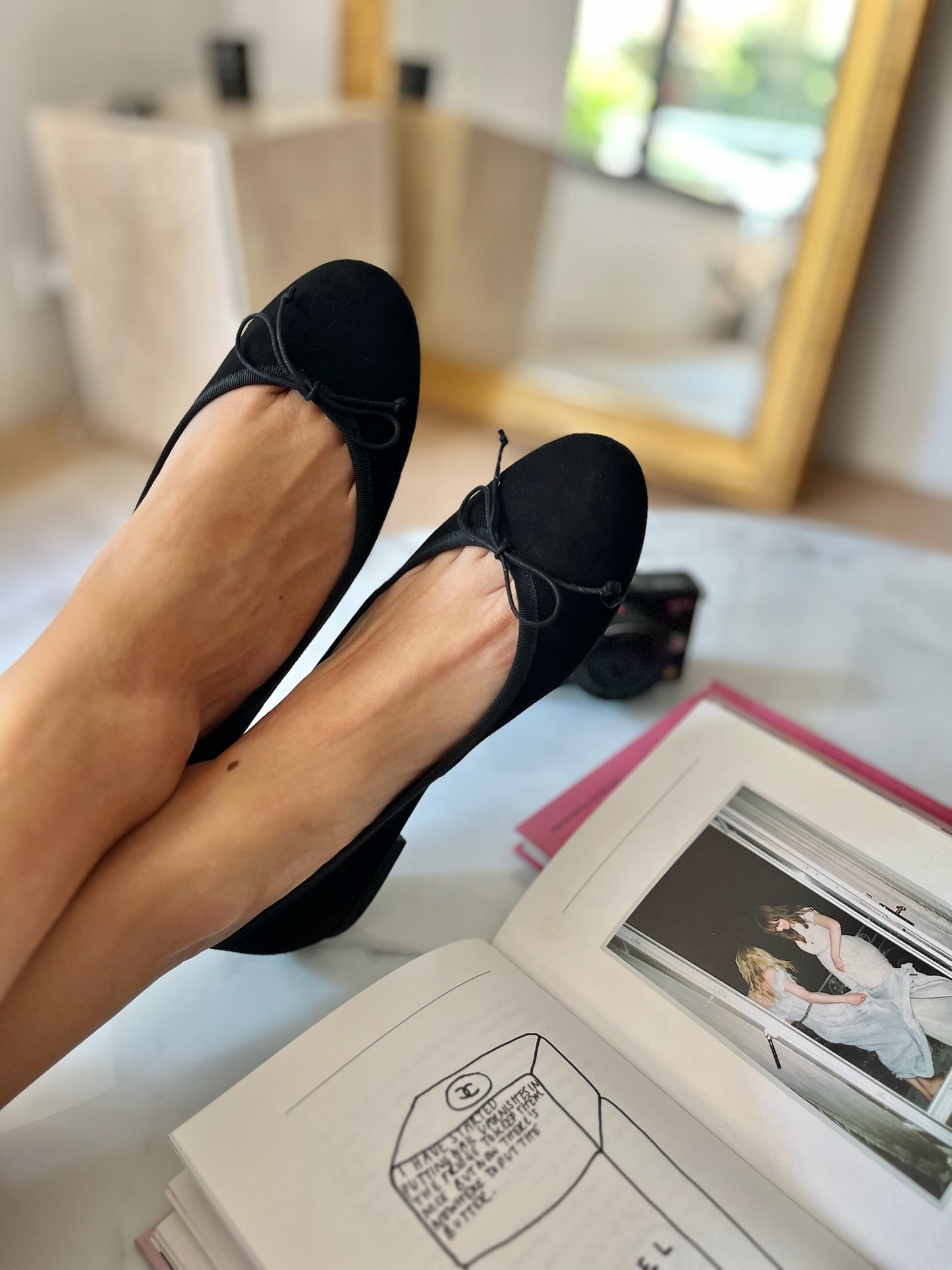 NICOLE ANGELIS BLACK BALLET FLATS