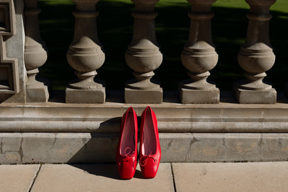 CAMILLE RED LEATHER BALLET FLATS